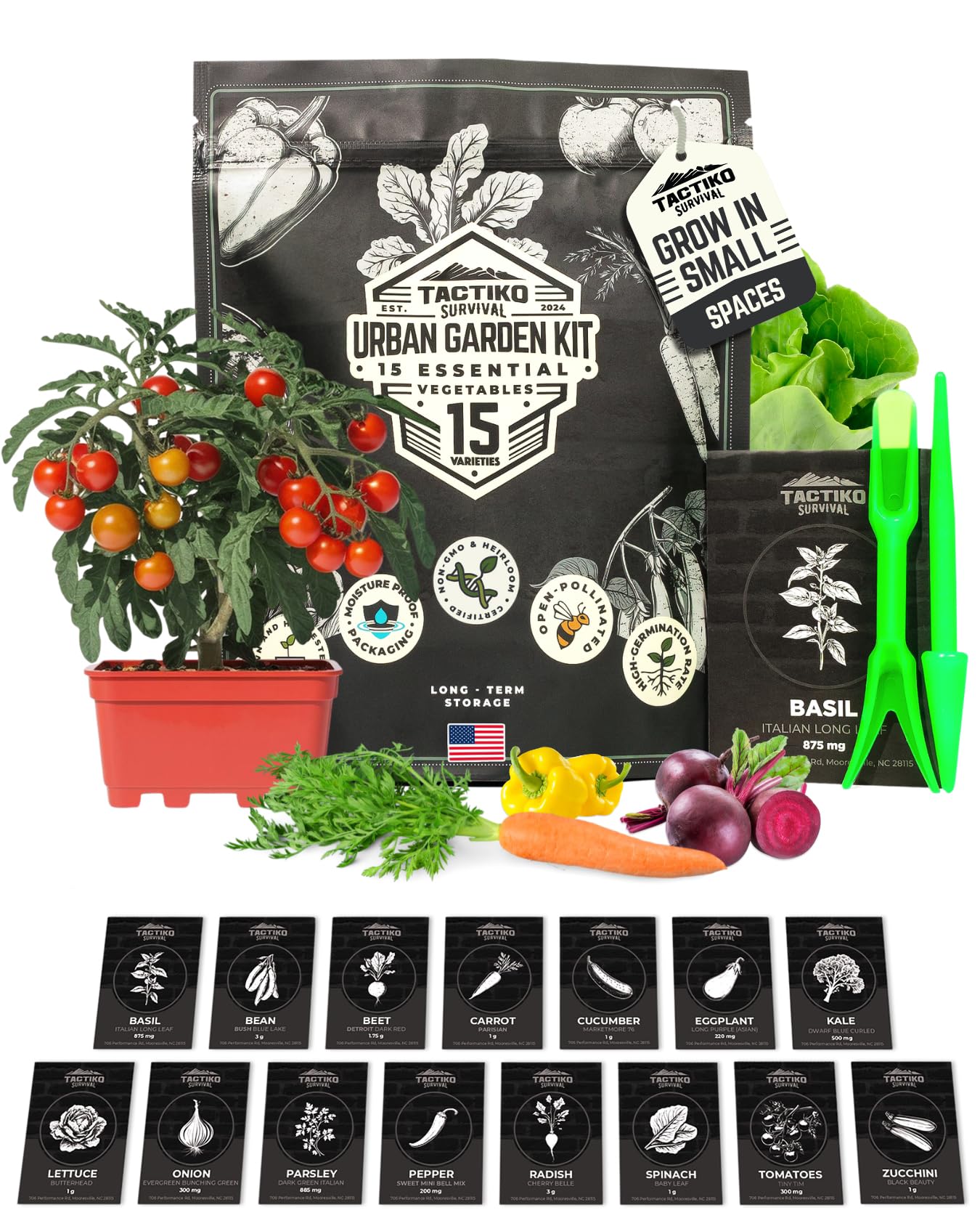 Amazon.com : Tactiko Vegetable Seed Kit | 15 Varieties for Small